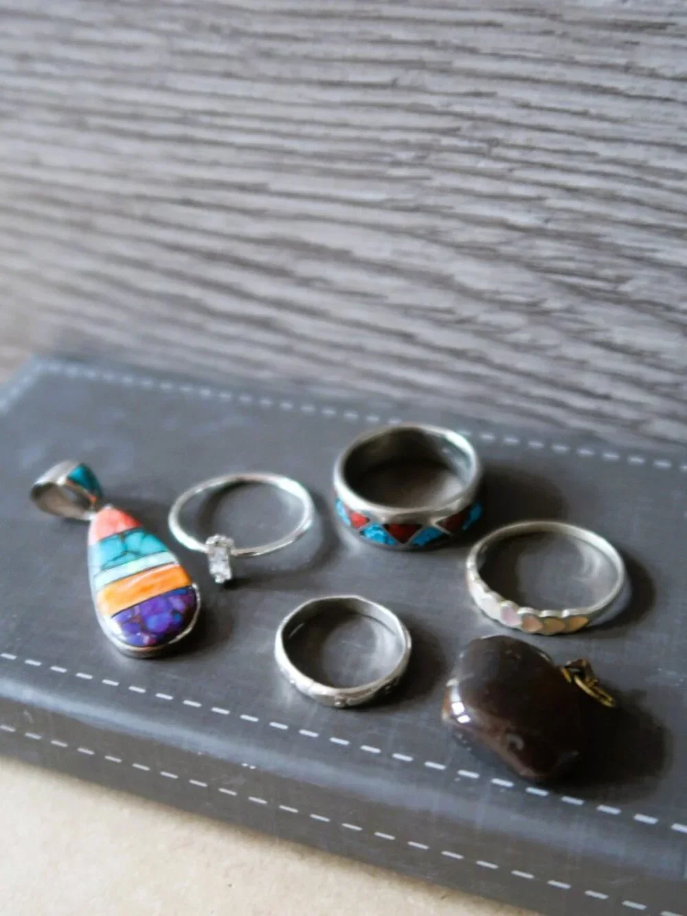 Six Jewelry Makers Mix Bundle 925 Sterling Silver Rings Pendant DIY Tarnished - Picture 9 of 15